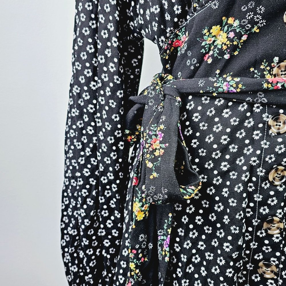 Free People Women's Floral Wonderland A-line Dress, Black, Sz S - Picture 11 of 13